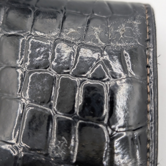 Vintage! Kathy Van Zeeland Black Crocodile Embossed Women's Long Wallet - Picture 4 of 8